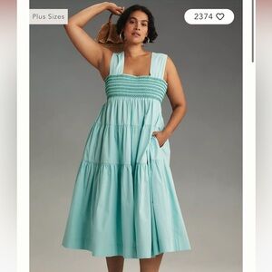 Anthropologie Helena Square-Neck Tiered Midi Dress 1x